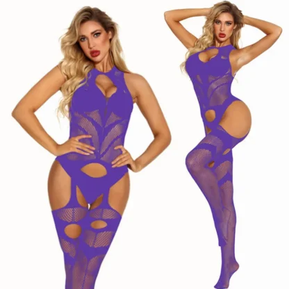 Purple Sexy Fishnet Bodystockings