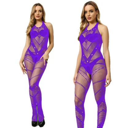 Purple Sexy Fishnet Bodystockings - Image 5