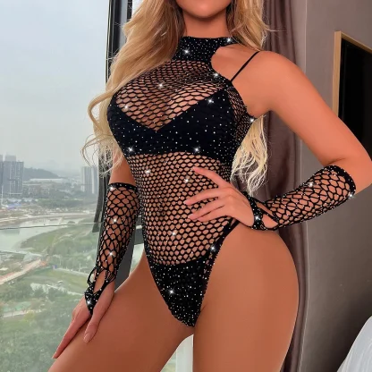 Sexy Halter Fishnet Bodysuit - Image 4