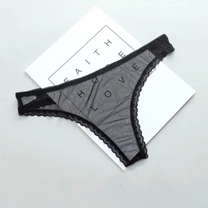 Transparent Mesh Thong Panties - Image 2
