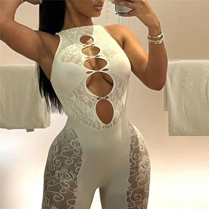 Cutout Floral Fishnet Bodystockings - Image 4