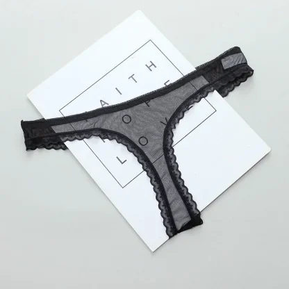 Transparent Mesh Thong Panties - Image 3