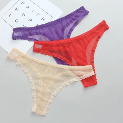Transparent Mesh Thong Panties - Image 7