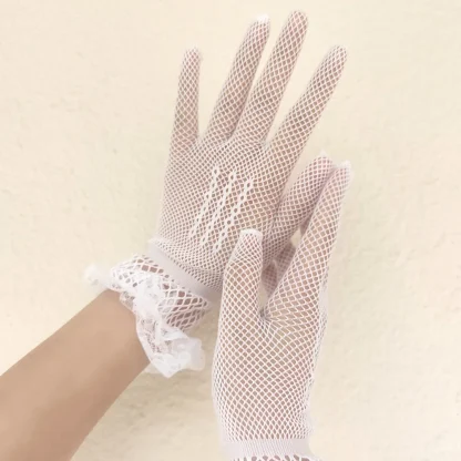 Lace Trim Fishnet Gloves - Image 6