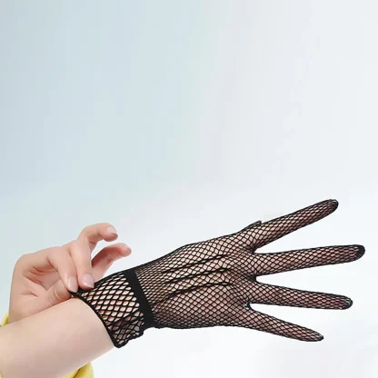 Black Fishnet Hand Gloves - Image 2
