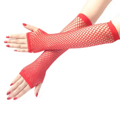 Fingerless Solid Fishnet Gloves - Image 5