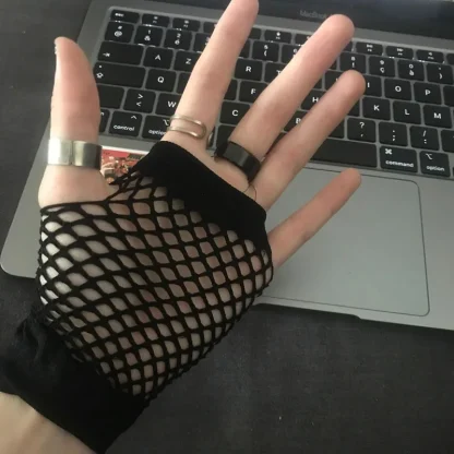 Elastic Short Fishnet Gloves - Image 5