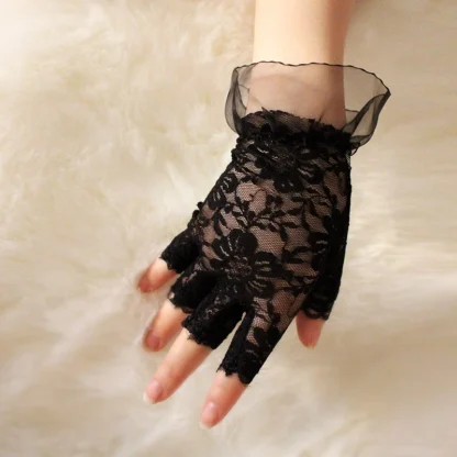 Floral Fishnet Hand Gloves - Image 2