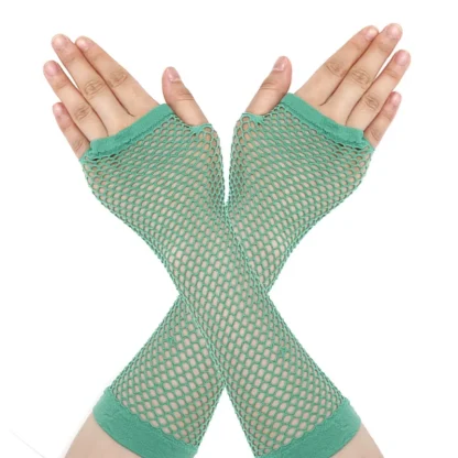 Solid Fishnet Fingerless Gloves - Image 2