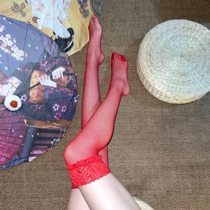 Fishnet Lace Top Thigh-highs - Image 3