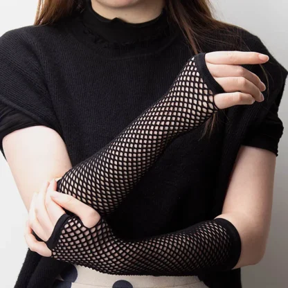 Fishnet Fingerless Gloves - Image 2
