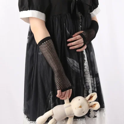 Open Finger Fishnet Gloves - Image 2