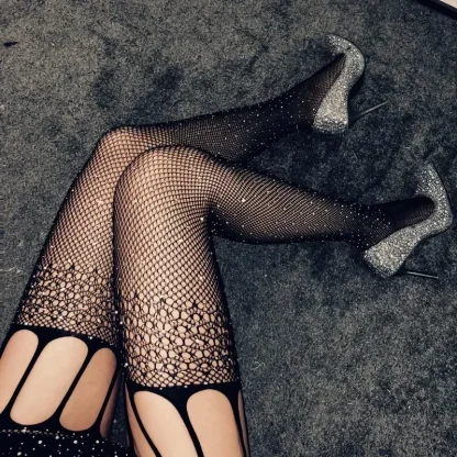 Sparkly Cutout Fishnet Legging - Image 5