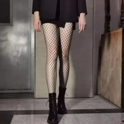 Lace Trim Fishnet Thigh-highs - Image 2