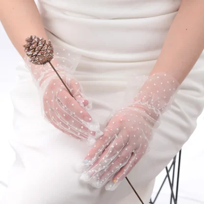 Polka Dot Mesh Hand Gloves - Image 6