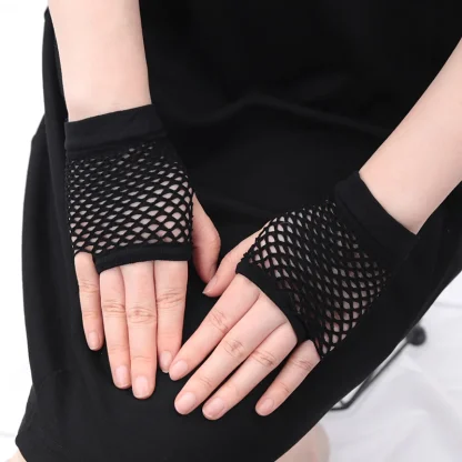 Fingerless Fishnet Gloves - Image 2
