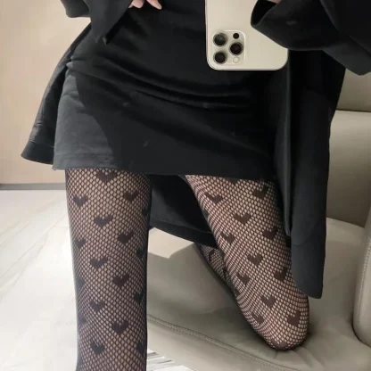 Fishnet Heart Pantyhose - Image 2