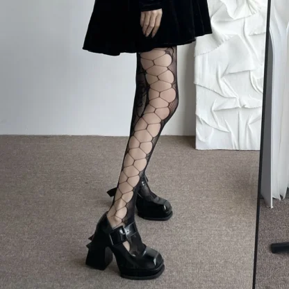 Floral Sexy Fishnet Pantyhose - Image 3