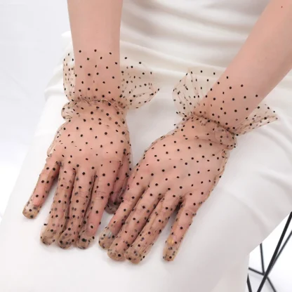 Polka Dot Mesh Hand Gloves - Image 5