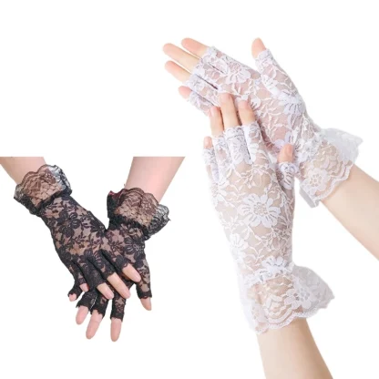 Floral Fishnet Hand Gloves - Image 5