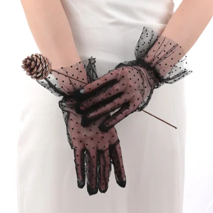 Polka Dot Mesh Hand Gloves - Image 2