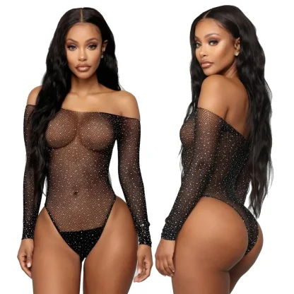 Off-shoulder Fishnet Bodysuits