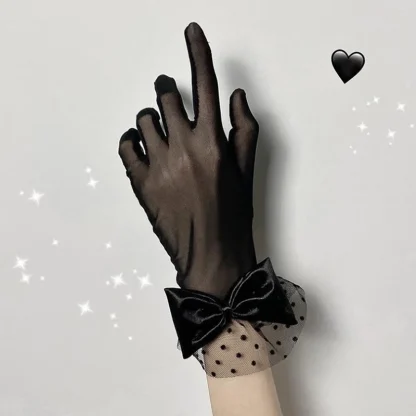 Elegant Bowknot Mesh Short Glove - Image 2