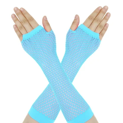 Solid Fishnet Fingerless Gloves - Image 3