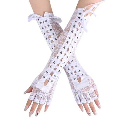 Lace-up Long Hand Gloves - Image 3