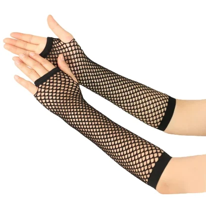 Solid Fingerless Fishnet Gloves