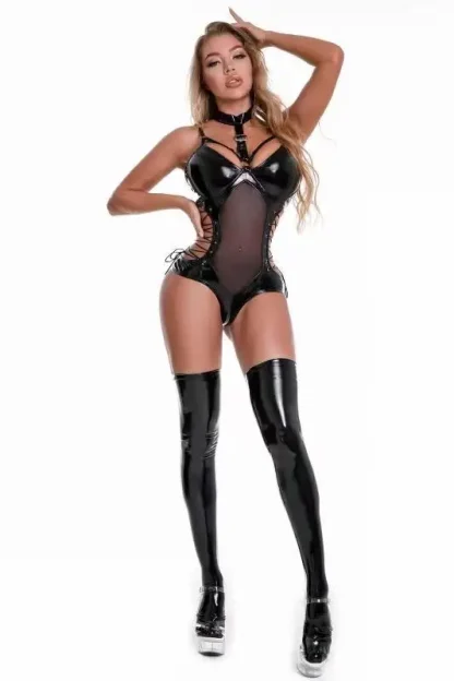 Sexy Black Fishnet Teddy Lingerie - Image 2