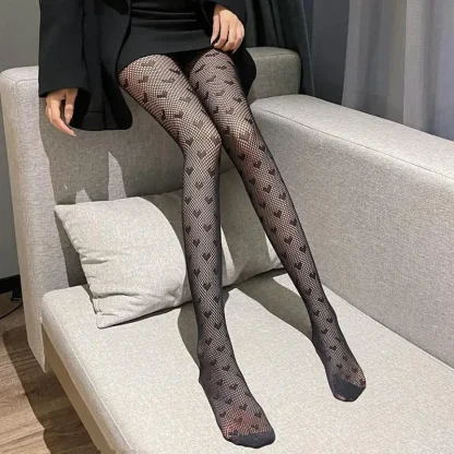 Fishnet Heart Pantyhose - Image 4