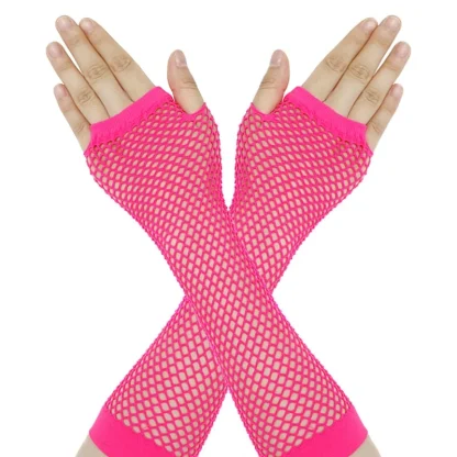 Solid Fishnet Fingerless Gloves - Image 4