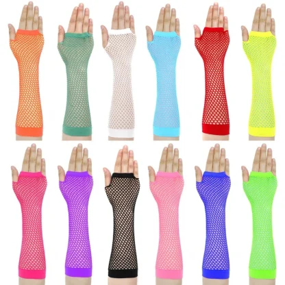 Solid Fishnet Fingerless Gloves - Image 6