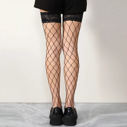 Big Hole Fishnet Lace Top Stockings - Image 4