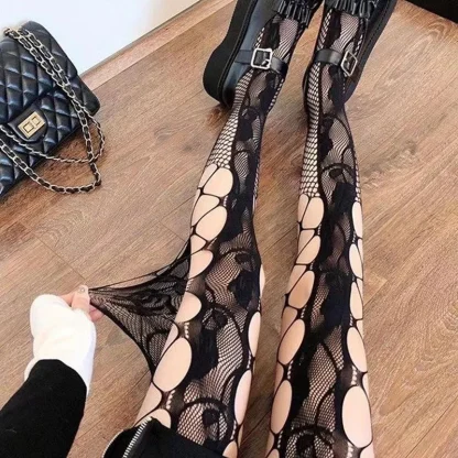 Floral Sexy Fishnet Pantyhose - Image 4