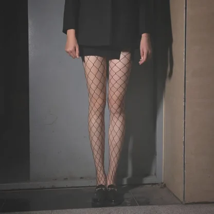 Lace Trim Fishnet Thigh-highs - Image 3