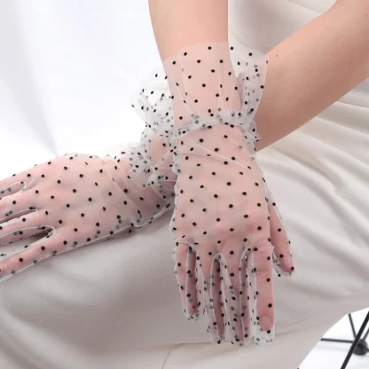 Polka Dot Mesh Hand Gloves - Image 7