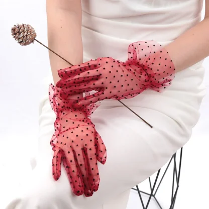 Polka Dot Mesh Hand Gloves - Image 3