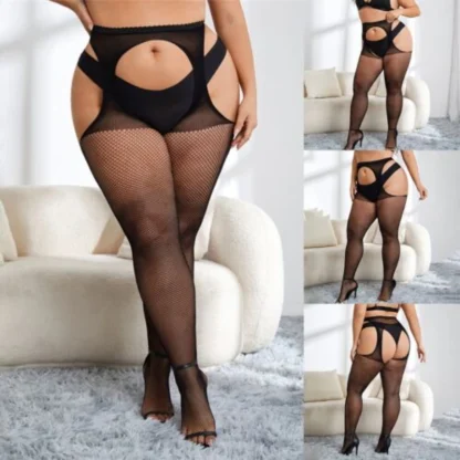 Plus Size Mesh Suspender Pantyhose - Image 7