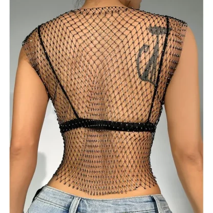 Shiny Fishnet Cover-up Top - Image 4