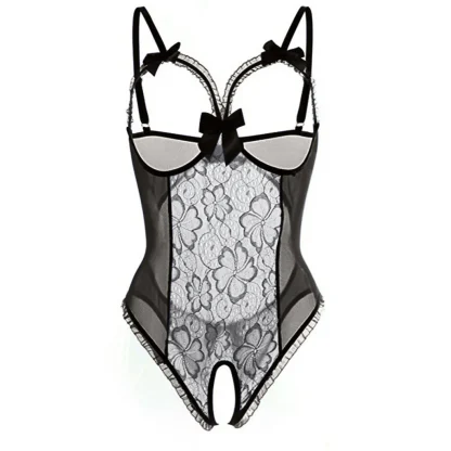 Erotic Floral Fishnet Teddy Lingerie - Image 2