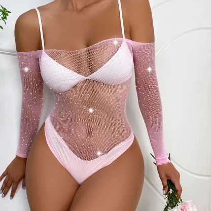 Scoop Back Fishnet Bodysuits - Image 7