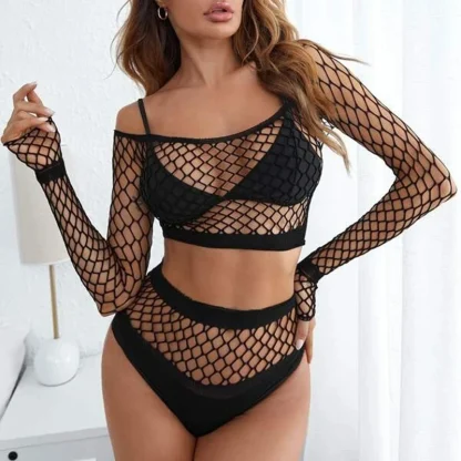 Long Sleeve Fishnet Lingerie - Image 2